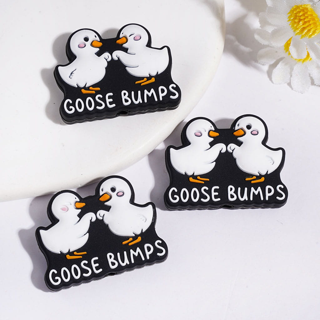Silicone Focal Beads Duck and Chick Series with Sayings, Multi-Color