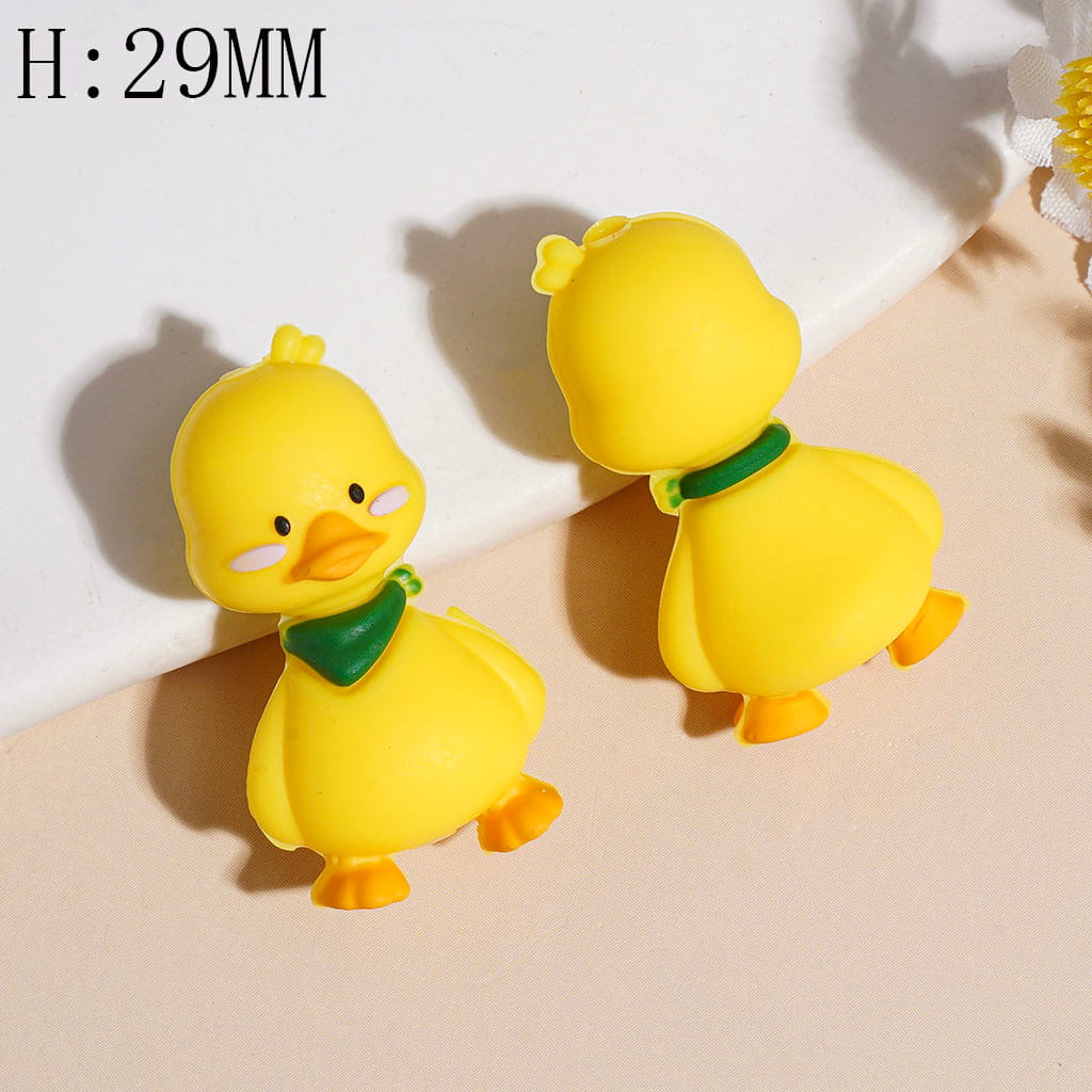 3D Little Cute Duck Silicone Focal Beads, Height 29MM, Yellow and White
