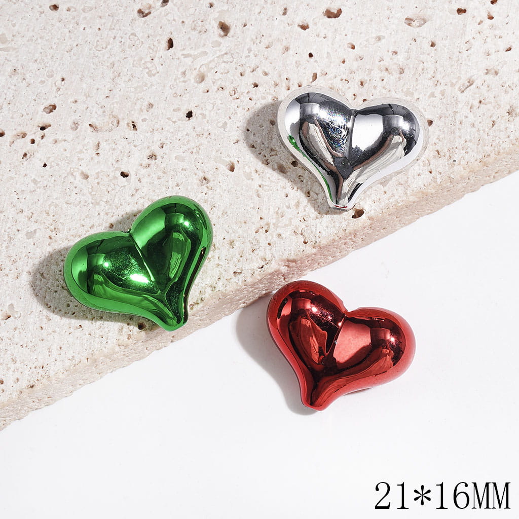 Acrylic Beads Metallic Finish Peach Heart, 21*16MM, Multi-Color Random Mix (Can't Used for the Pen)