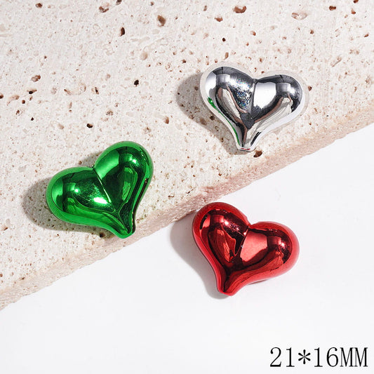 Acrylic Beads Metallic Finish Peach Heart, 21*16MM, Multi-Color Random Mix (Can't Used for the Pen)