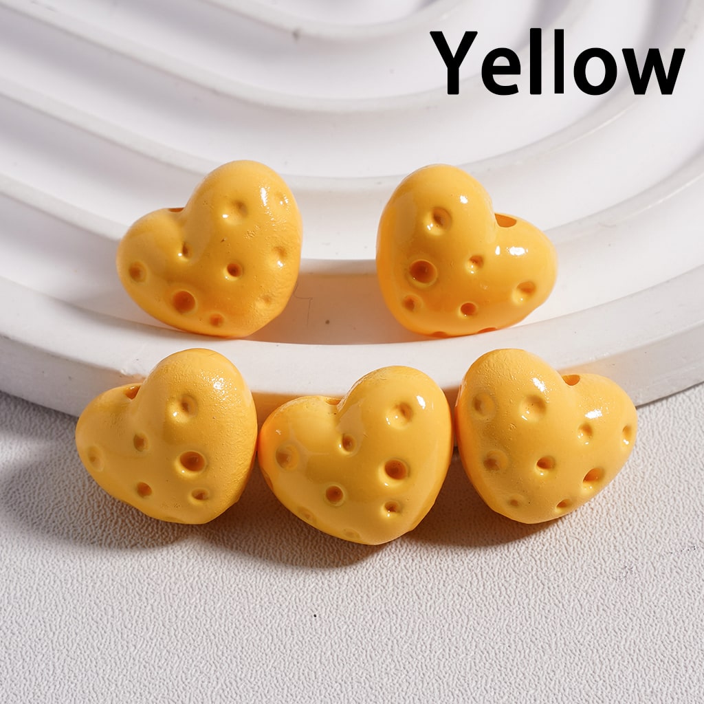 Acrylic Beads Heart Shape Cheese in Solid Color, 12*15MM (Single Color is available for 300pcs(Whole Bag) Only)