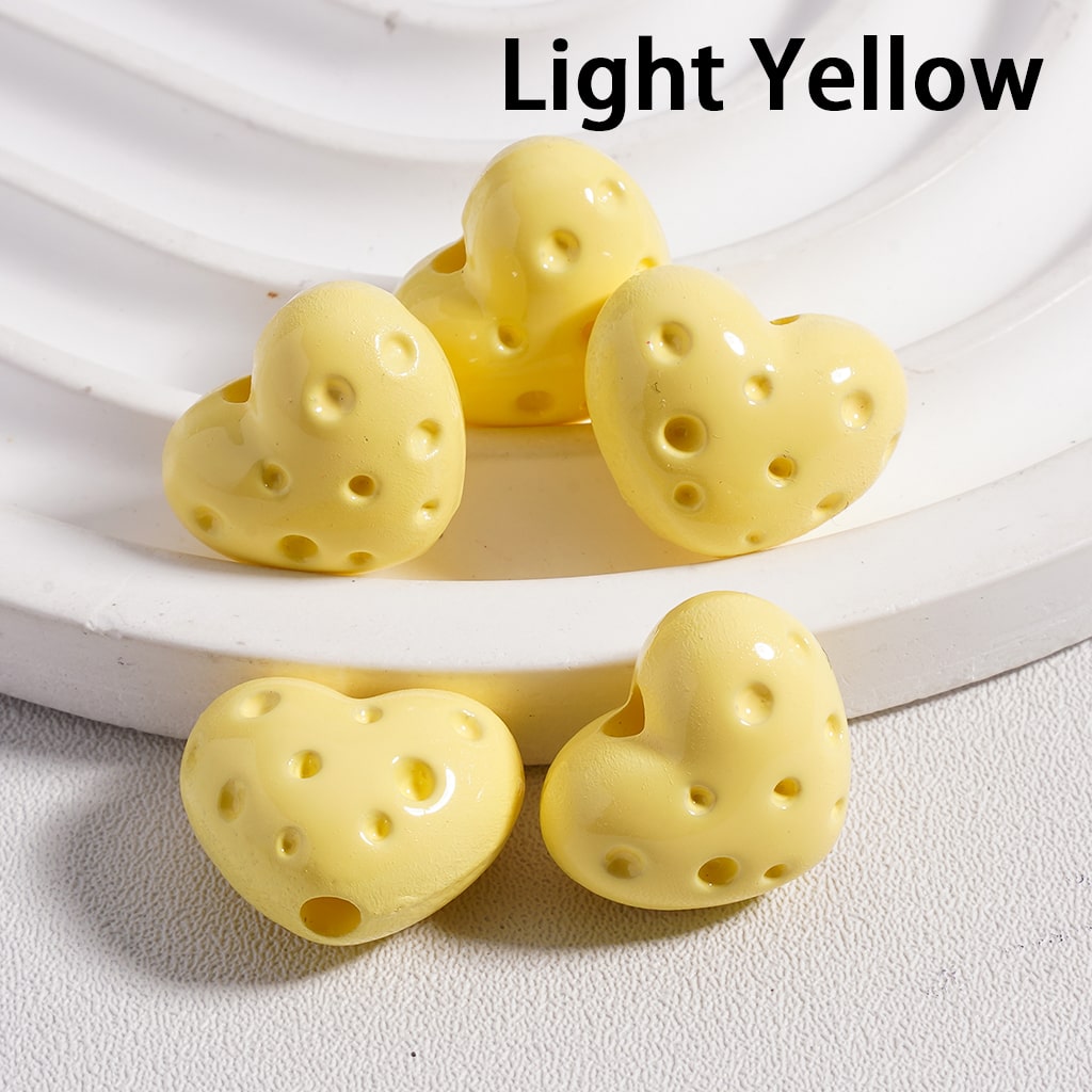 Acrylic Beads Heart Shape Cheese in Solid Color, 12*15MM (Single Color is available for 300pcs(Whole Bag) Only)