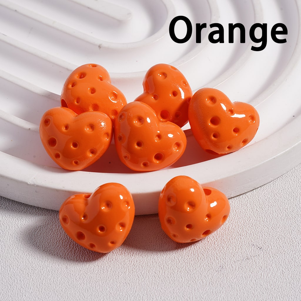 Acrylic Beads Heart Shape Cheese in Solid Color, 12*15MM (Single Color is available for 300pcs(Whole Bag) Only)