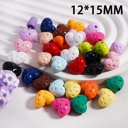 Acrylic Beads Heart Shape Cheese in Solid Color, 12*15MM (Single Color is available for 300pcs(Whole Bag) Only)