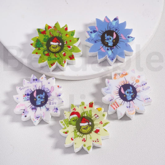 Silicone Focal Beads Stitc & Grinc Series Flowers, Random Mix