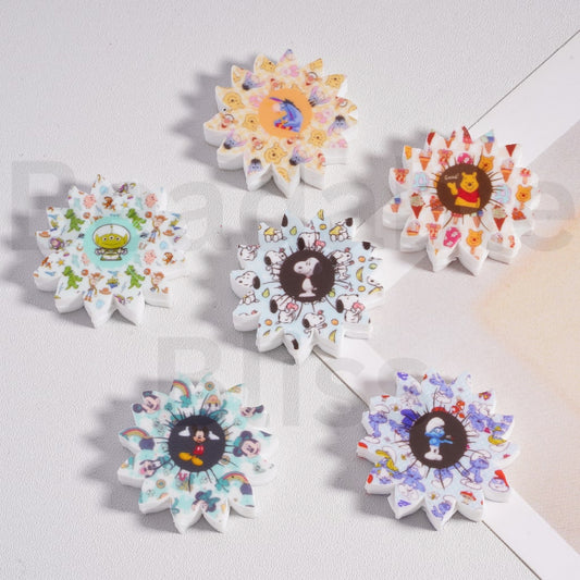 Silicone Focal Beads Cute Cartoon Micke Winni the Pooh Eeyor Minnio Alie Snoop Prints Flowers, Random Mix