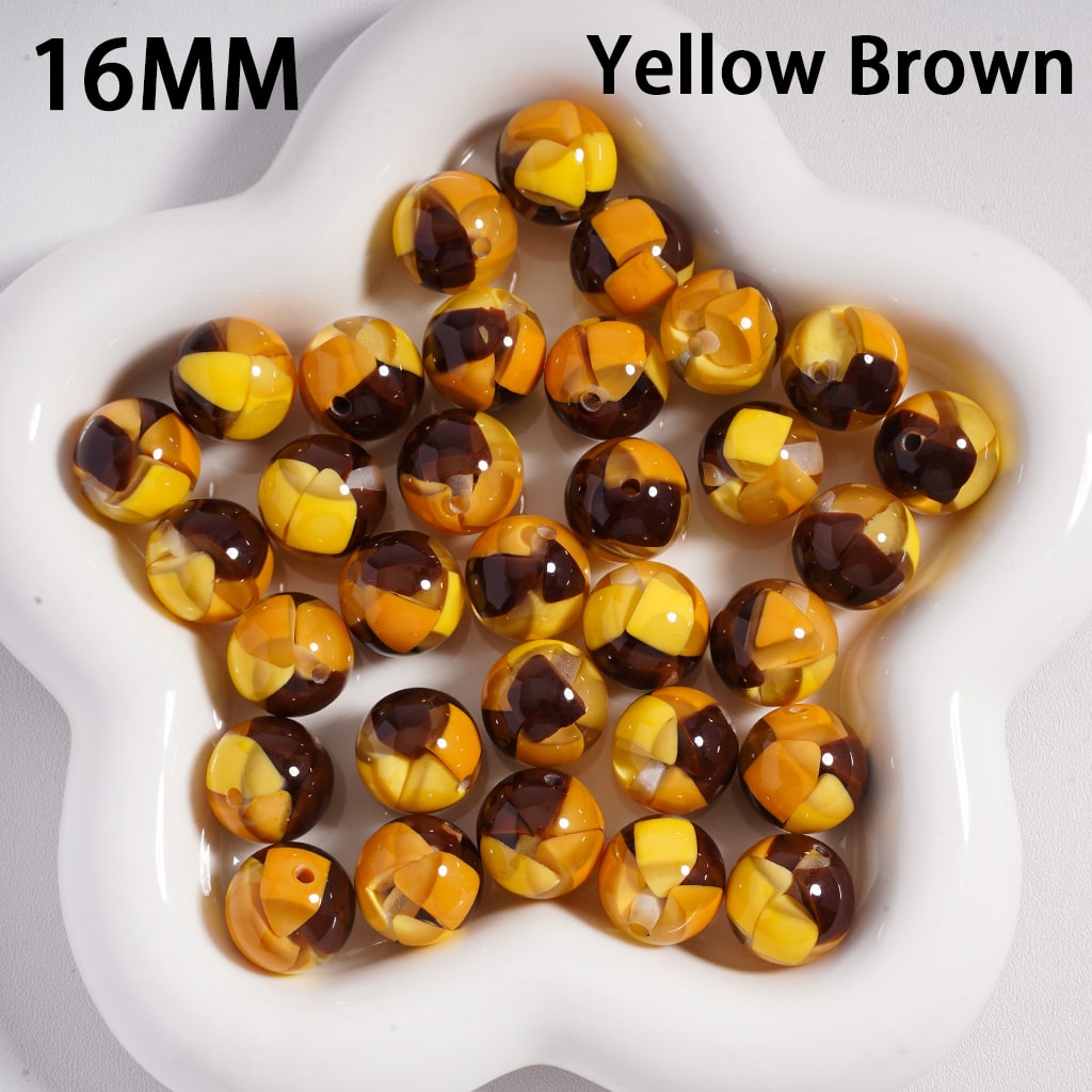 Acrylic Beads Mini Colorful Triangular Blocks Inside, 16MM