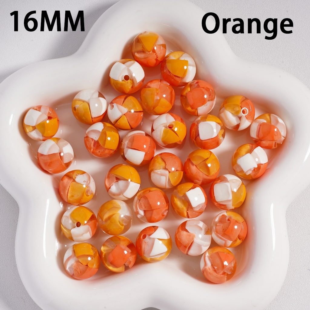 Acrylic Beads Mini Colorful Triangular Blocks Inside, 16MM
