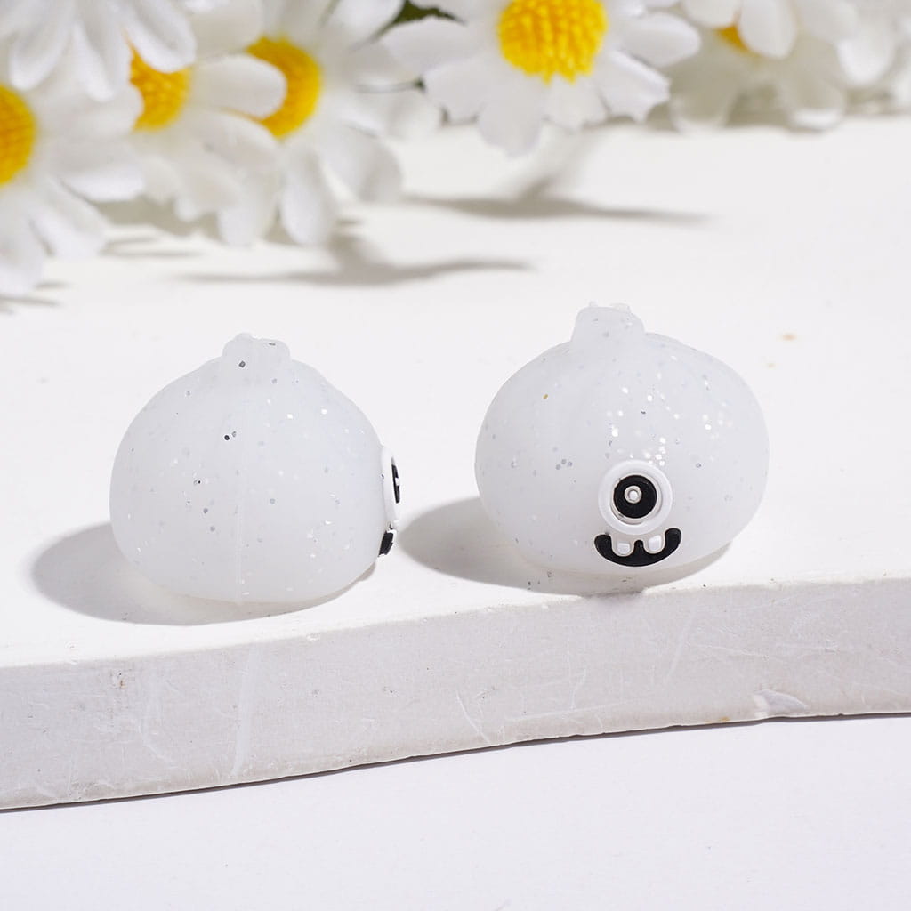 3D Funny Monster Dumpling with Silver Glitter Silicone Focal Beads, 15*17MM Multi-Color