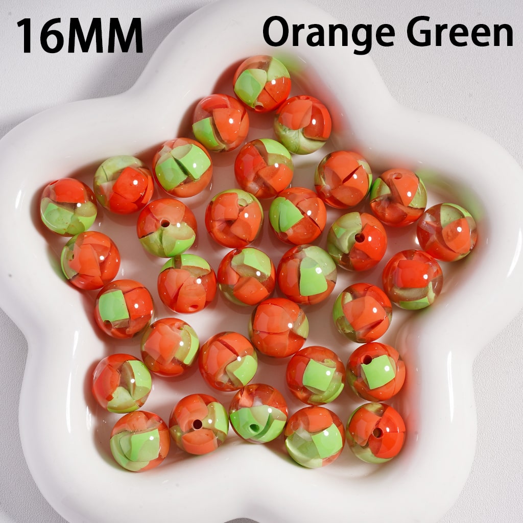 Acrylic Beads Mini Colorful Triangular Blocks Inside, 16MM
