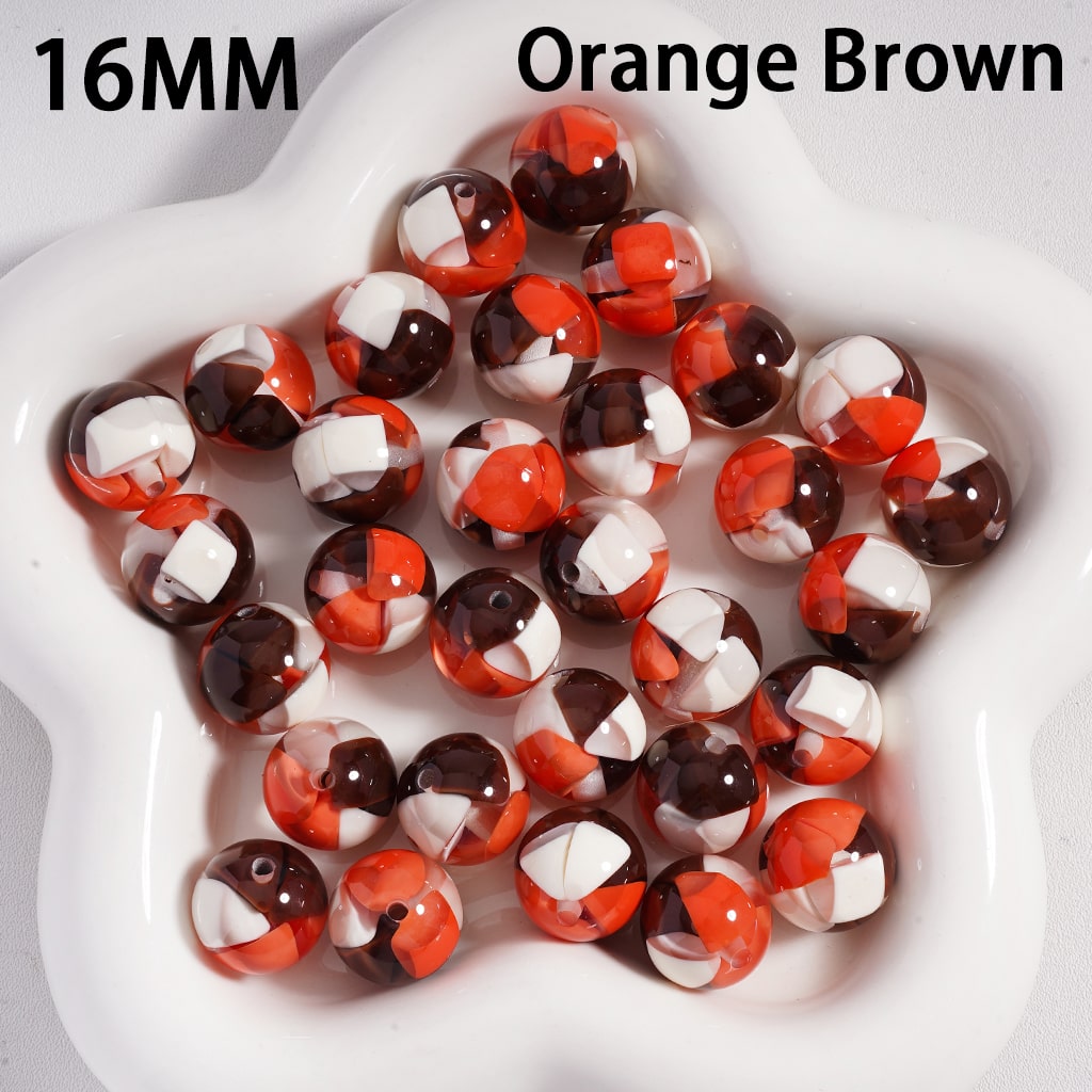 Acrylic Beads Mini Colorful Triangular Blocks Inside, 16MM