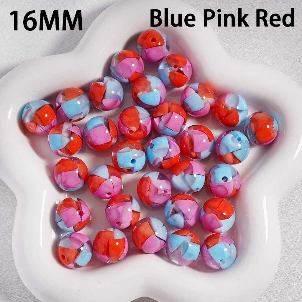 Acrylic Beads Mini Colorful Triangular Blocks Inside, 16MM