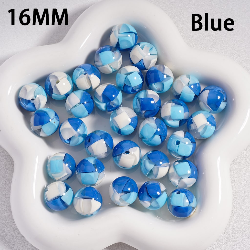 Acrylic Beads Mini Colorful Triangular Blocks Inside, 16MM