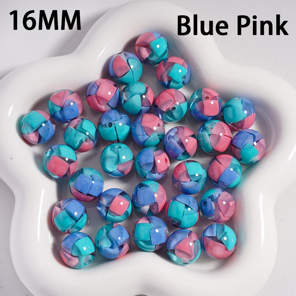 Acrylic Beads Mini Colorful Triangular Blocks Inside, 16MM