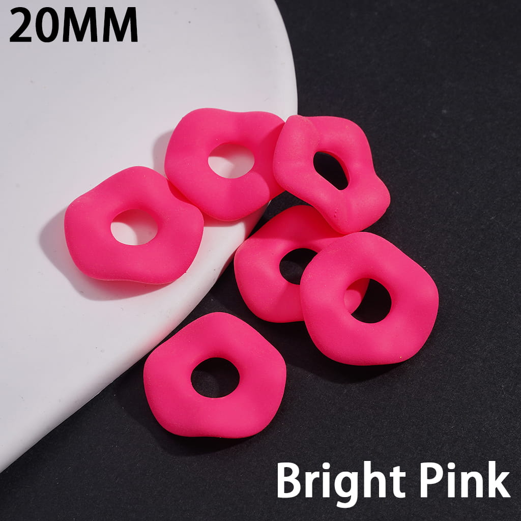 Acrylic Spacer Beads Matte Rubber Painted Touch Wavy Shape, Fluorescent Colors, 20MM (Please Read the Description)