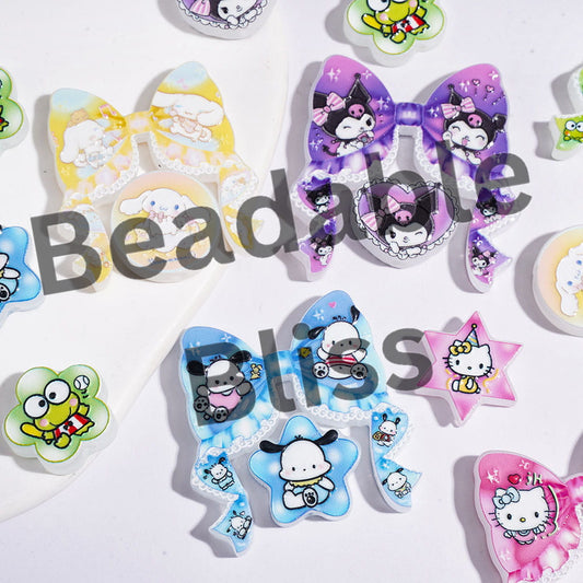 Adorable Character Series Acrylic Beads Bow and Ornament, Random Mix (Please Read Description)