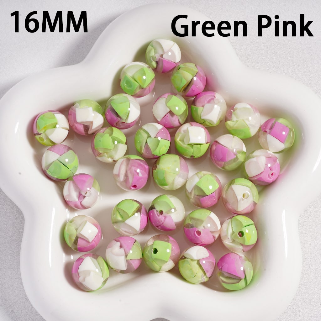 Acrylic Beads Mini Colorful Triangular Blocks Inside, 16MM
