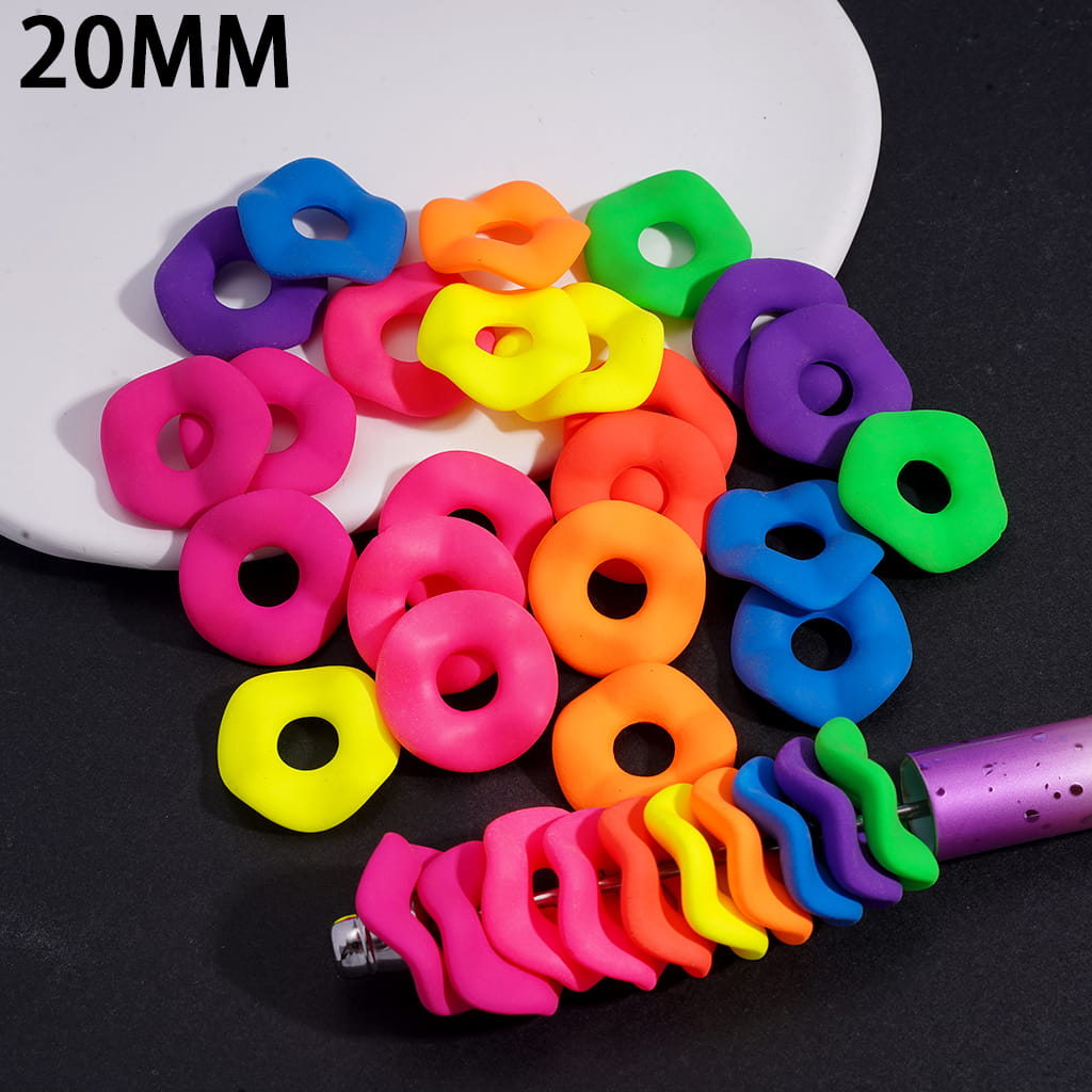 Acrylic Spacer Beads Matte Rubber Painted Touch Wavy Shape, Fluorescent Colors, 20MM (Please Read the Description)