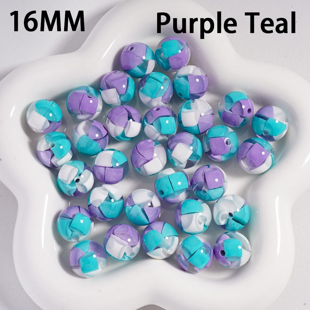 Acrylic Beads Mini Colorful Triangular Blocks Inside, 16MM