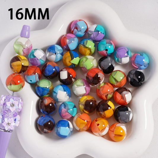 Acrylic Beads Mini Colorful Triangular Blocks Inside, 16MM