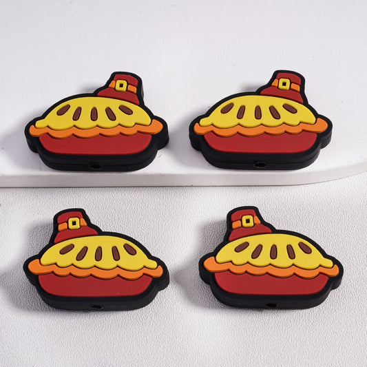 Silicone Focal Beads Cute Pie Cake Pastry with Mini Hat