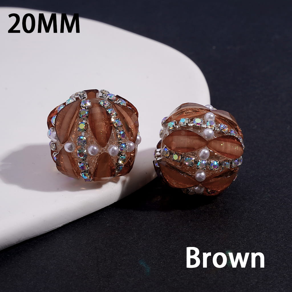 Acrylic Beads with Leaf Shaped and AB Rhinestone Chains, White Pearls, Fluorescence Color, 20MM (Please Read Description)