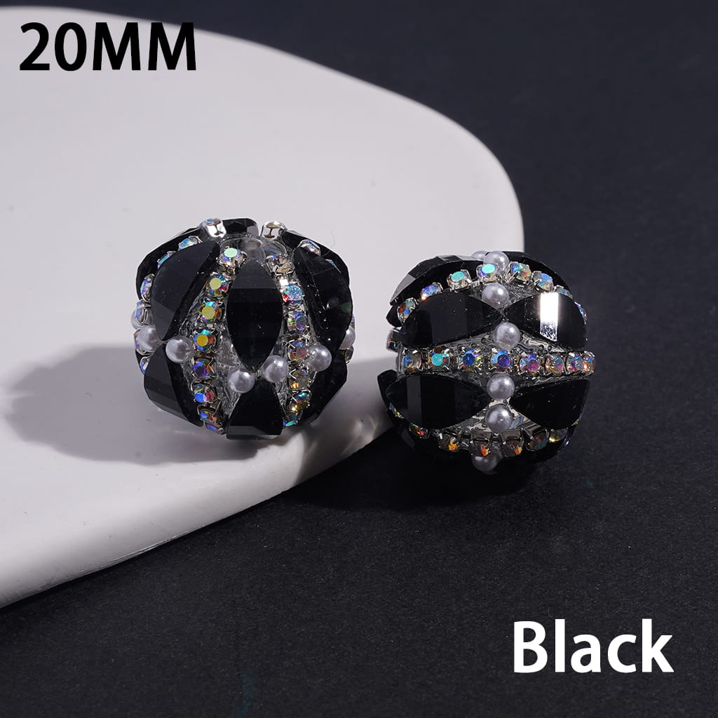 Acrylic Beads with Leaf Shaped and AB Rhinestone Chains, White Pearls, Fluorescence Color, 20MM (Please Read Description)