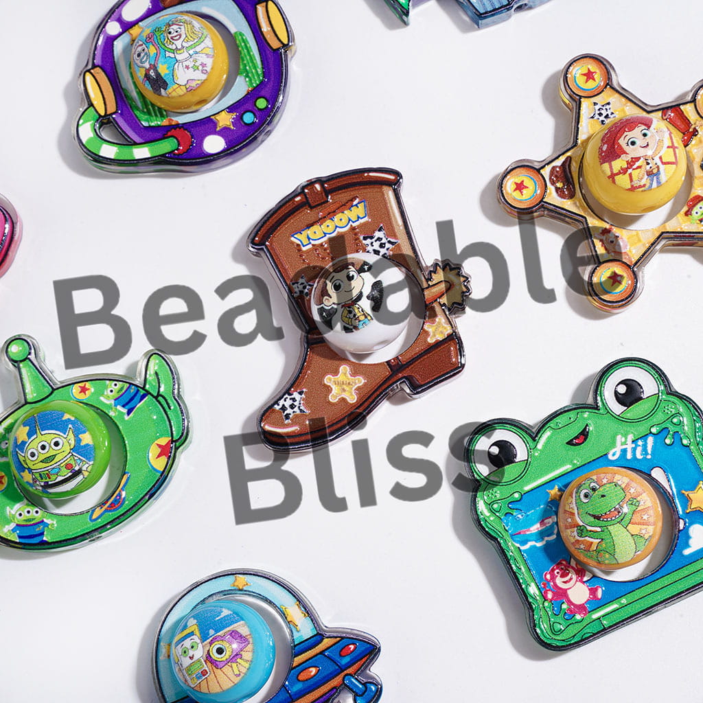 Acrylic Beads Toy Adventure Character Printed Series Collection Set, Semi-Clear, Random Mix (1 Set=2 Pieces)