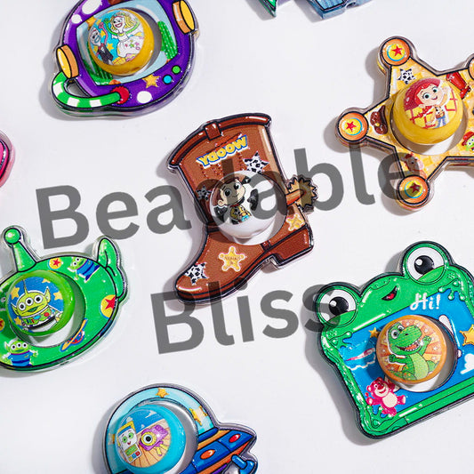 Acrylic Beads Toy Adventure Character Printed Series Collection Set, Semi-Clear, Random Mix (1 Set=2 Pieces)