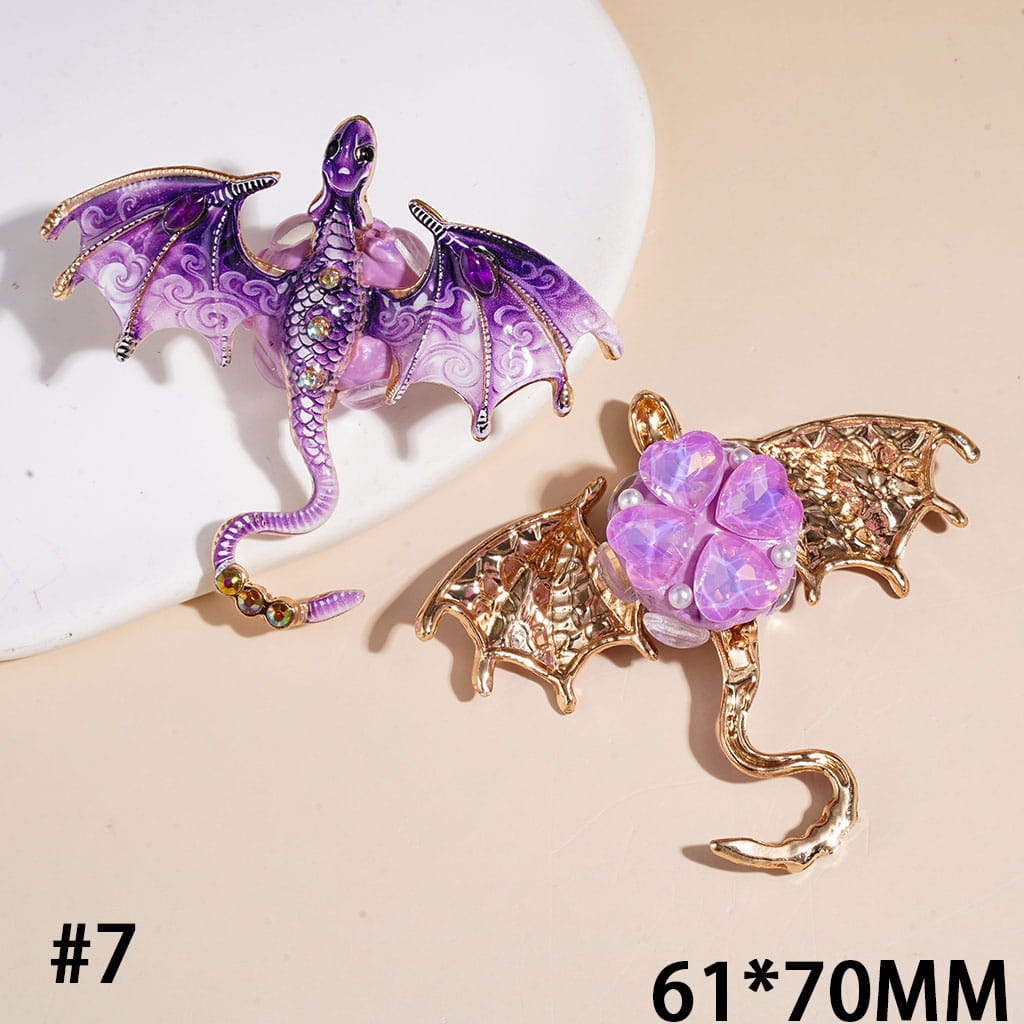 Clay Beads w AB & Marquise Rhinestone on Alloy Dragon Bird, White Pearl Heart & Egg Shaped Rhinestones, 61*70MM Multi-Color