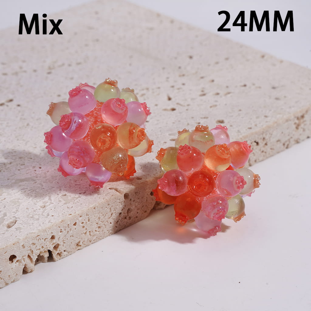 Acrylic Virus Beads in Jelly Color, Semi-Clear, 24MM, Multi-Color