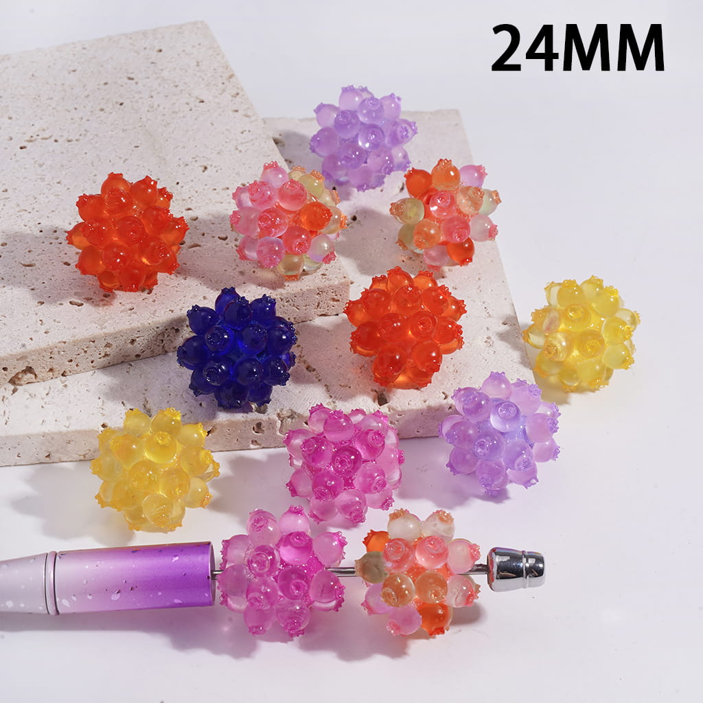 Acrylic Virus Beads in Jelly Color, Semi-Clear, 24MM, Multi-Color