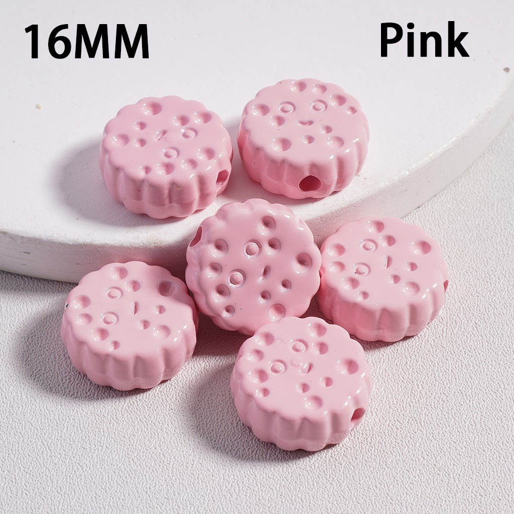 Acrylic Beads Smile Face Flat Round Cheese Cookie  in Solid Color, 16MM (Single Color is available for 300pcs(Whole Bag) Only)