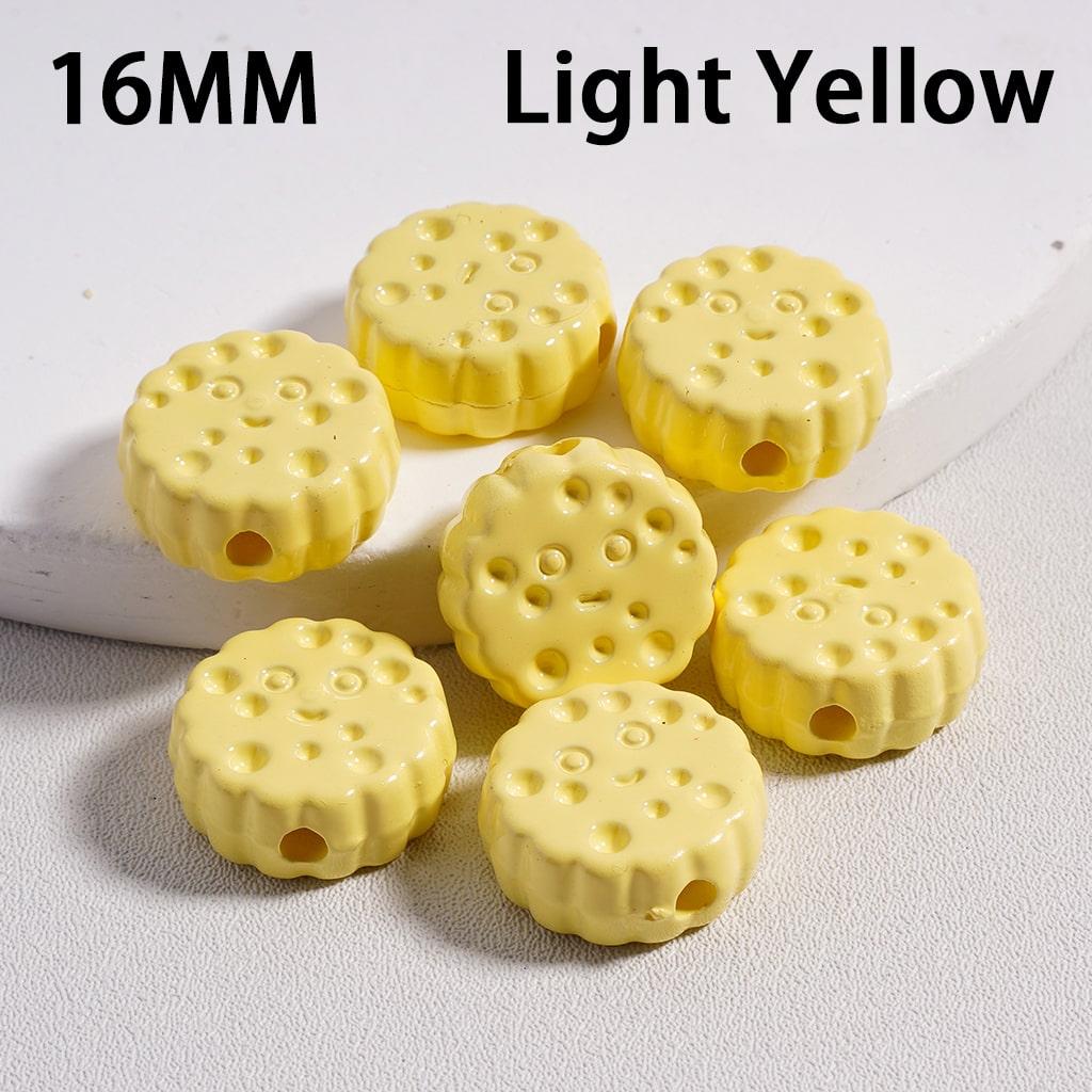 Acrylic Beads Smile Face Flat Round Cheese Cookie  in Solid Color, 16MM (Single Color is available for 300pcs(Whole Bag) Only)