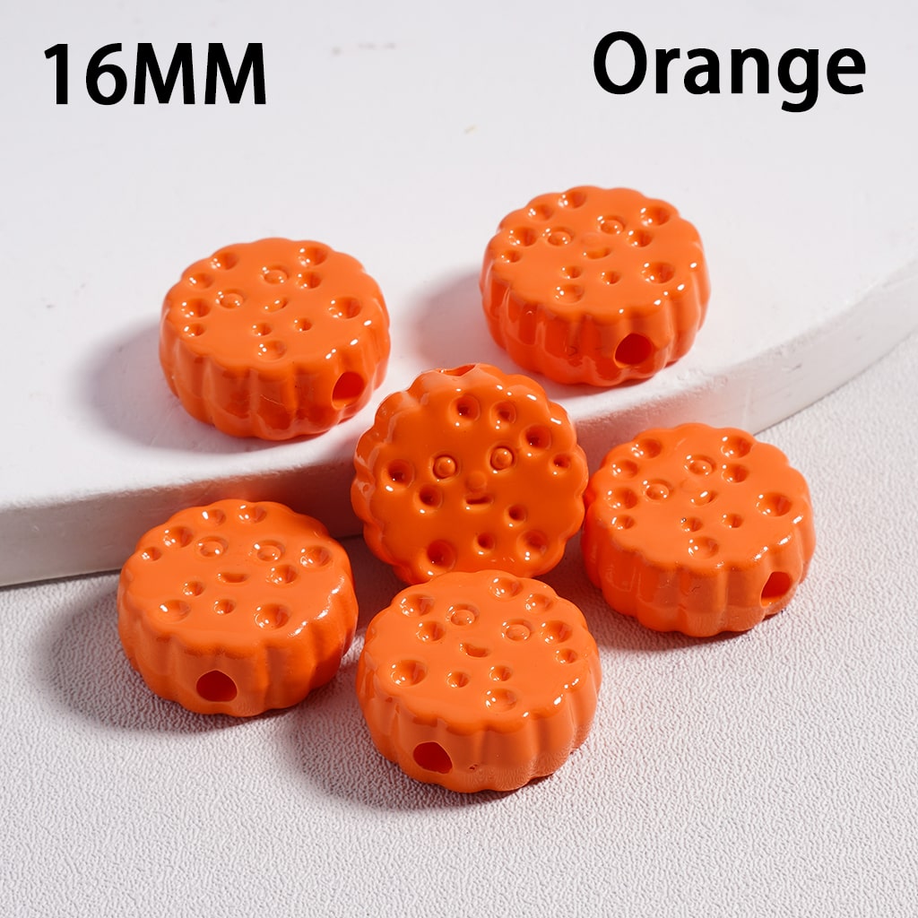 Acrylic Beads Smile Face Flat Round Cheese Cookie  in Solid Color, 16MM (Single Color is available for 300pcs(Whole Bag) Only)