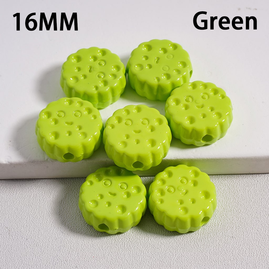 Acrylic Beads Smile Face Flat Round Cheese Cookie  in Solid Color, 16MM (Single Color is available for 300pcs(Whole Bag) Only)