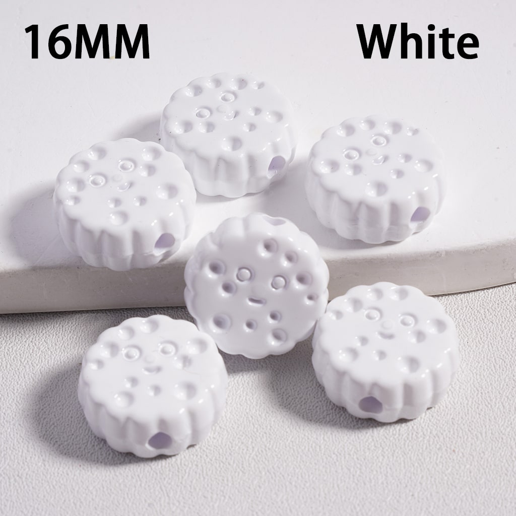 Acrylic Beads Smile Face Flat Round Cheese Cookie  in Solid Color, 16MM (Single Color is available for 300pcs(Whole Bag) Only)