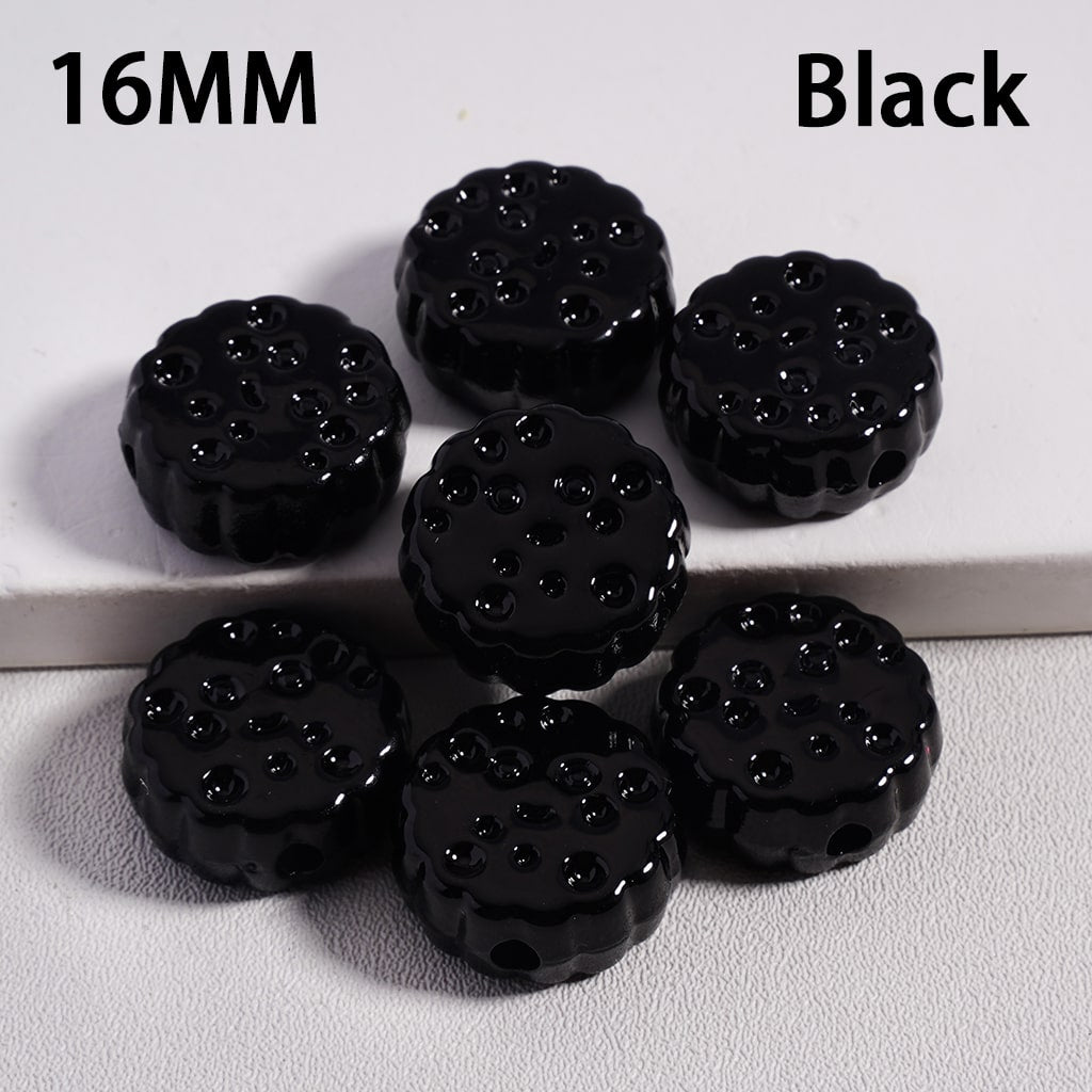 Acrylic Beads Smile Face Flat Round Cheese Cookie  in Solid Color, 16MM (Single Color is available for 300pcs(Whole Bag) Only)