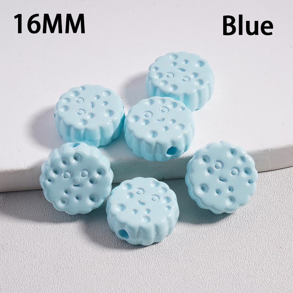 Acrylic Beads Smile Face Flat Round Cheese Cookie  in Solid Color, 16MM (Single Color is available for 300pcs(Whole Bag) Only)