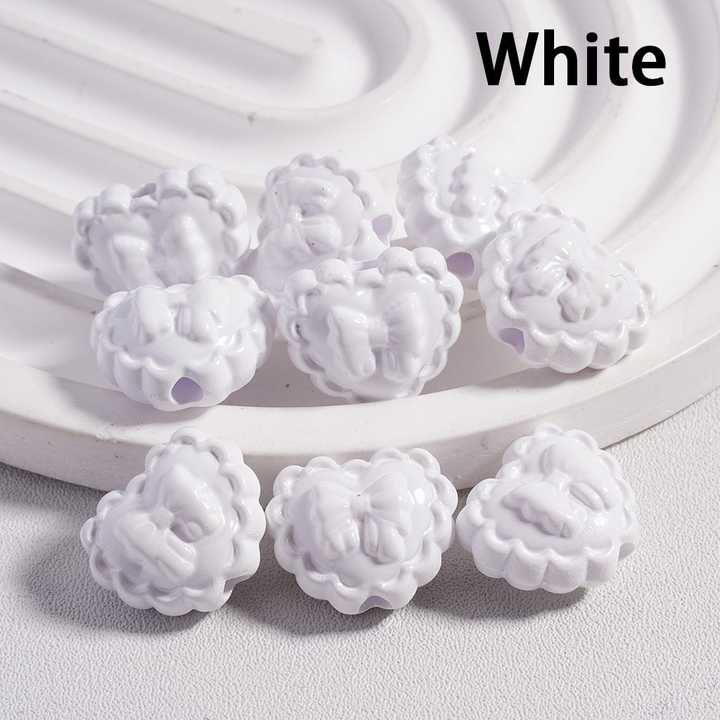 Acrylic Beads Wavy Side Heart with Butterfly Prints in Solid Color, 13*16MM (Single Color is available for 300pcs(Whole Bag) Only)