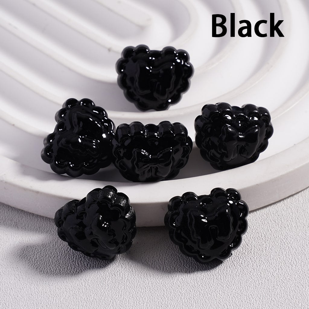 Acrylic Beads Wavy Side Heart with Butterfly Prints in Solid Color, 13*16MM (Single Color is available for 300pcs(Whole Bag) Only)