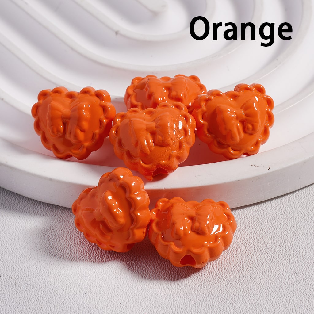 Acrylic Beads Wavy Side Heart with Butterfly Prints in Solid Color, 13*16MM (Single Color is available for 300pcs(Whole Bag) Only)