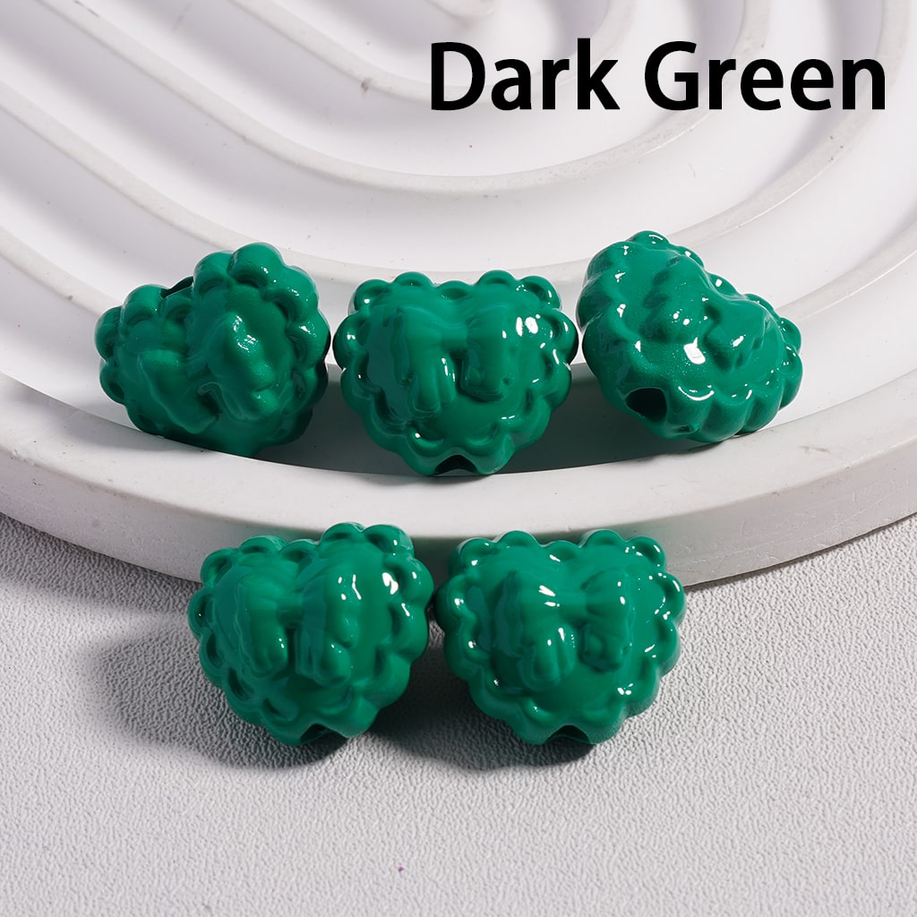 Acrylic Beads Wavy Side Heart with Butterfly Prints in Solid Color, 13*16MM (Single Color is available for 300pcs(Whole Bag) Only)