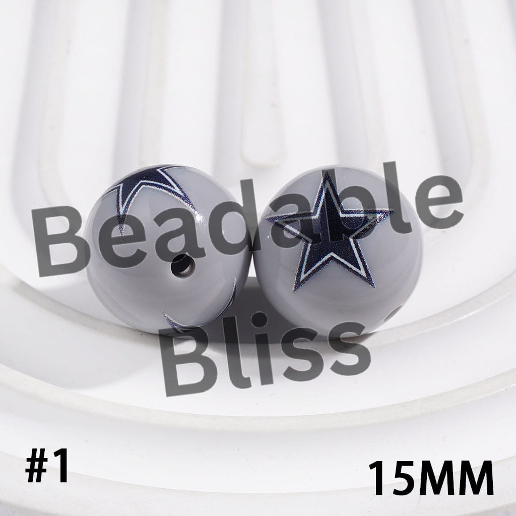 Acrylic Beads for Bracelets American Football Team, 15MM