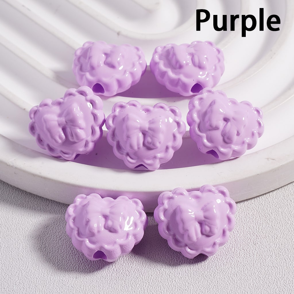 Acrylic Beads Wavy Side Heart with Butterfly Prints in Solid Color, 13*16MM (Single Color is available for 300pcs(Whole Bag) Only)