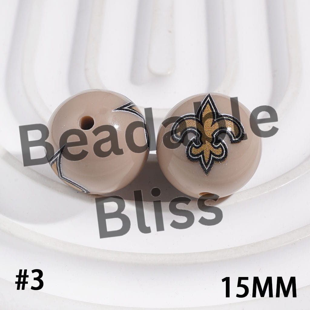 Acrylic Beads for Bracelets American Football Team, 15MM