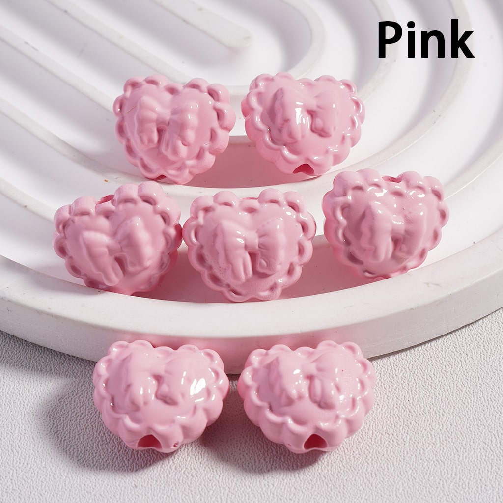Acrylic Beads Wavy Side Heart with Butterfly Prints in Solid Color, 13*16MM (Single Color is available for 300pcs(Whole Bag) Only)