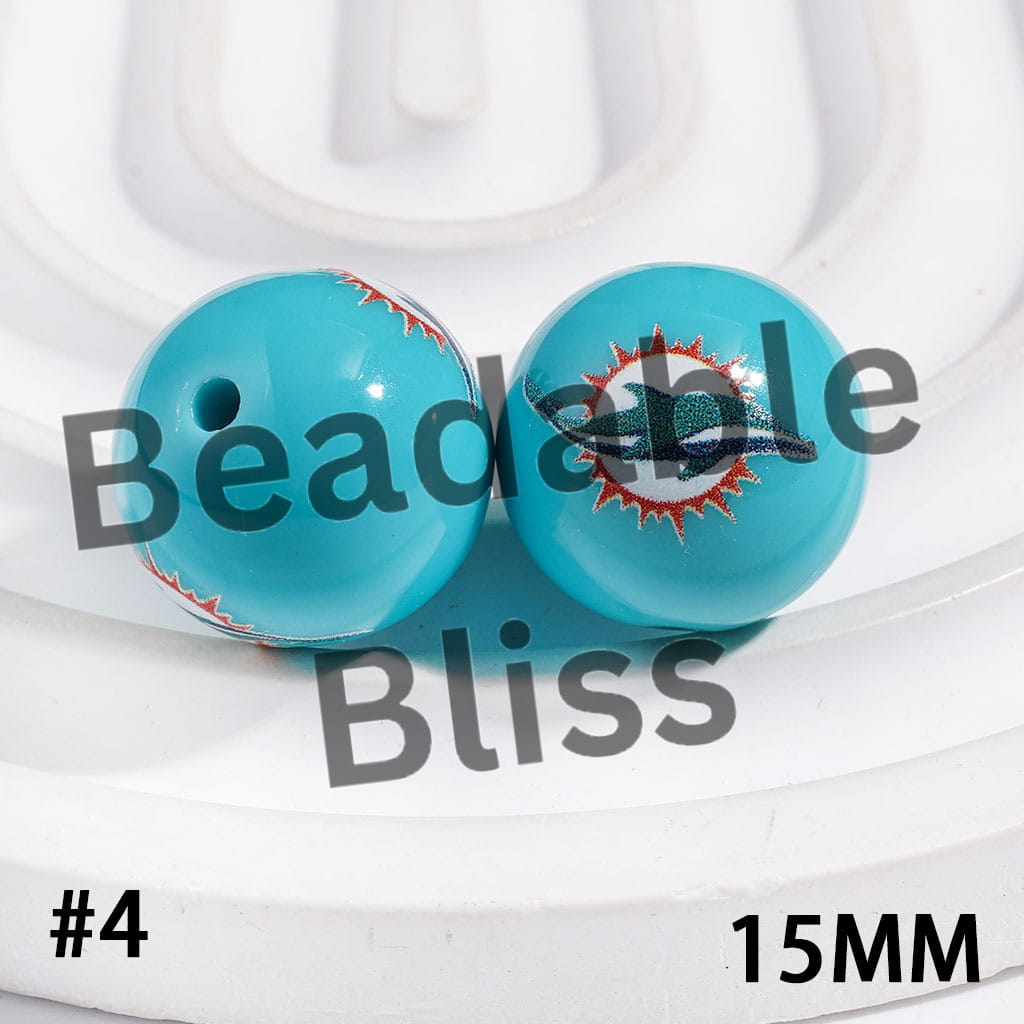 Acrylic Beads for Bracelets American Football Team, 15MM