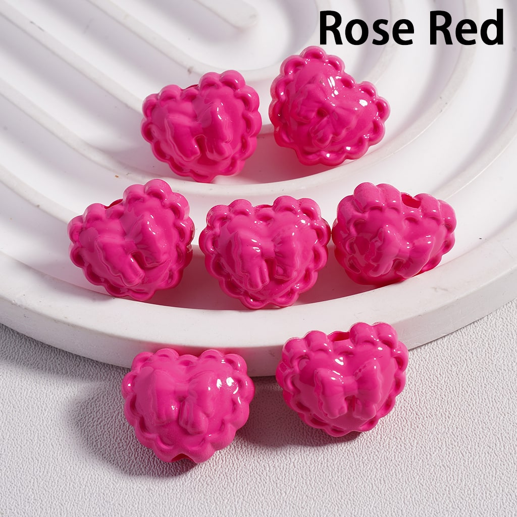 Acrylic Beads Wavy Side Heart with Butterfly Prints in Solid Color, 13*16MM (Single Color is available for 300pcs(Whole Bag) Only)