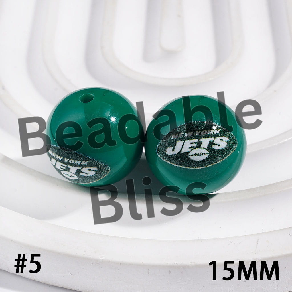 Acrylic Beads for Bracelets American Football Team, 15MM